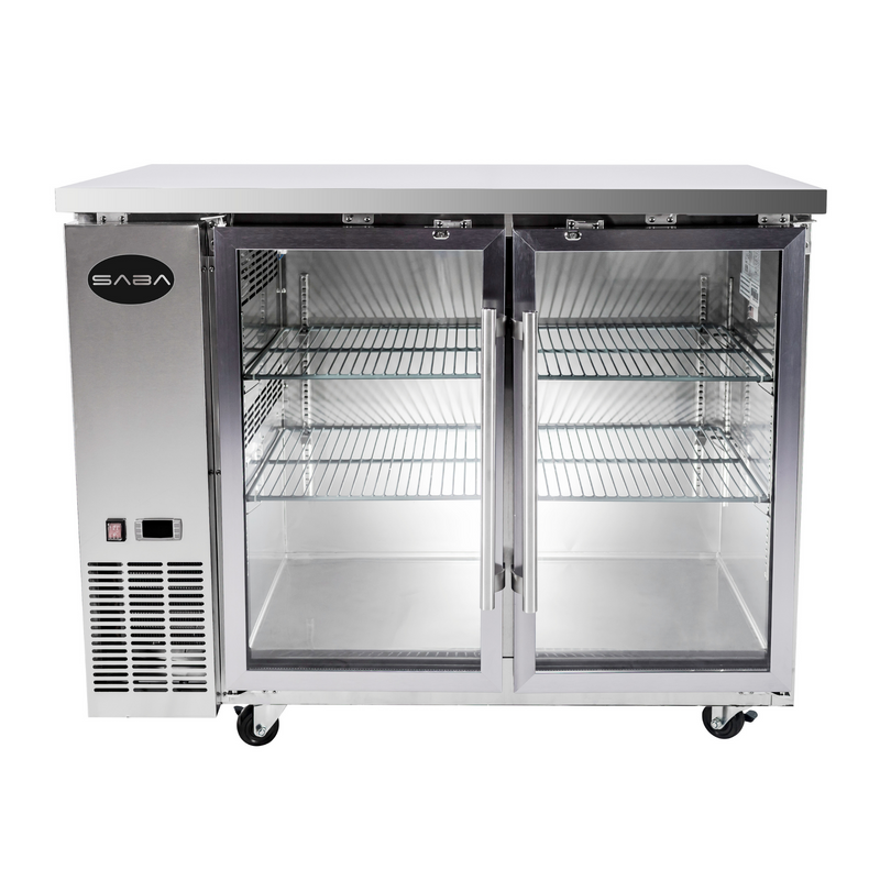 SABA SBB-24-48GSS - 24" Depth 48" Two Glass Door Commercial Back Bar Cooler (Stainless Steel)
