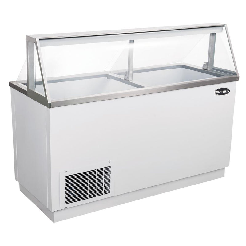 Commercial Chest Freezer Ice Cream Dipping Cabinet Display Case in White