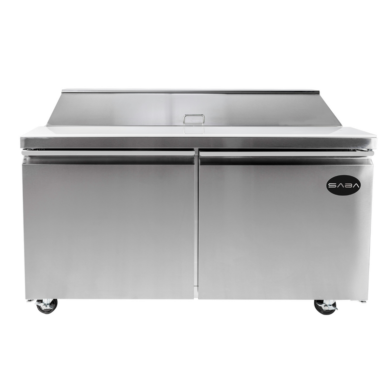 SABA SPS-60-16 - 60" Two Door Commercial Sandwich Prep Table with 16 Pans