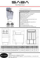 SABA GF85-P - Commercial Gas Fryer (Liquid Propane) Specs