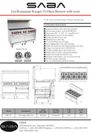 SABA GR-60 - Commercial Gas 10 Burner with Oven Specs