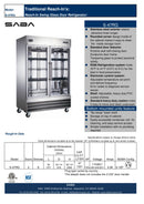 SABA S-47RG - Two Glass Door Commercial Reach-In Cooler Specs
