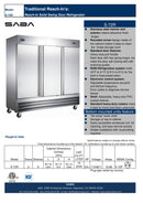 SABA S-72R - Three Door Commercial Reach-In Cooler Specs