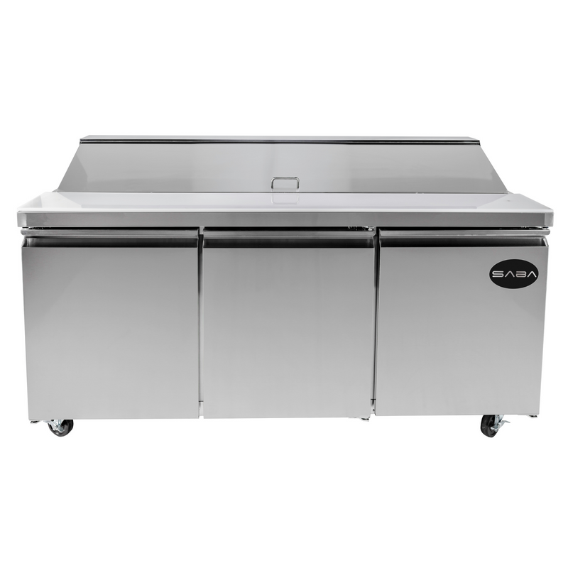 SABA SPS-72-18 - 72" Three Door Commercial Sandwich Prep Table with 18 Pans