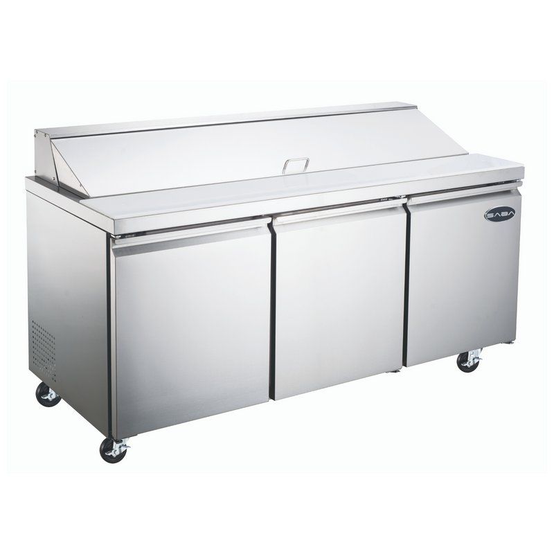 SABA SPS-72-18 - 72" Three Door Commercial Sandwich Prep Table with 18 Pans
