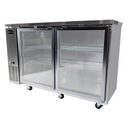 SABA SBB-24-60GSS - 24" Depth 60' Two Glass Door Commercial Back Bar Cooler (Stainless Steel)