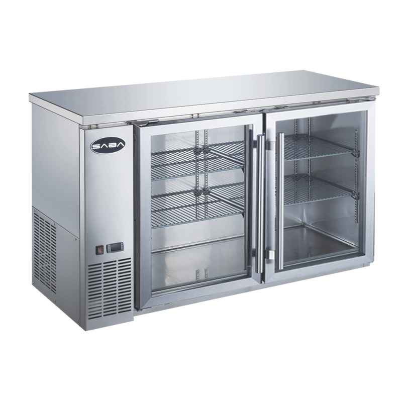 SABA SBB-24-60GSS - 24" Depth 60' Two Glass Door Commercial Back Bar Cooler (Stainless Steel)