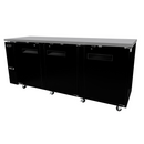 SABA SBB-24-72B - 24" Depth 72" Three Door Commercial Back Bar Cooler (Black)