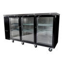 SABA SBB-24-72G - 24" Depth 72" Three Glass Door Commercial Back Bar Cooler (Black)