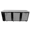 SABA SBB-27-90G - 27" Depth 90" Three Glass Door Commercial Back Bar Cooler (Black)