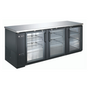 SABA SBB-27-90G - 27" Depth 90" Three Glass Door Commercial Back Bar Cooler (Black)