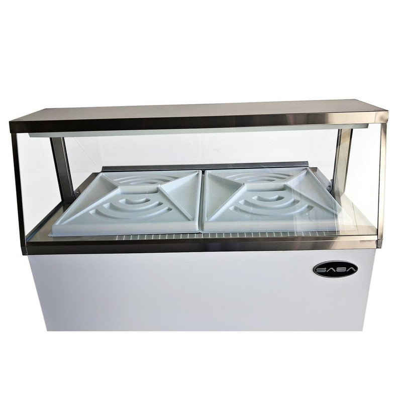Commercial Chest Freezer Ice Cream Dipping Cabinet Display Case in White