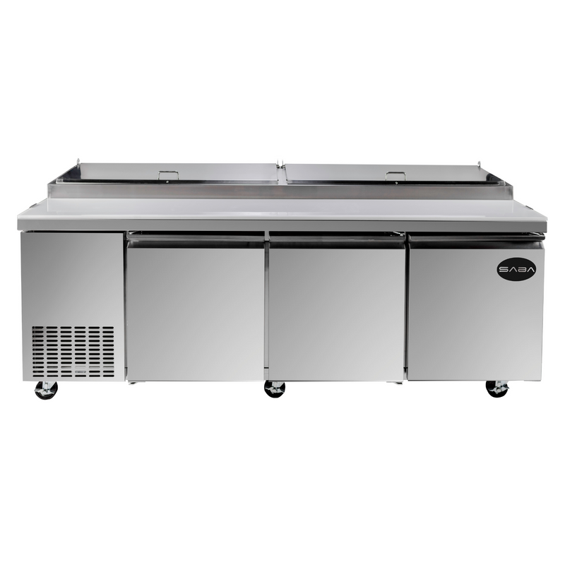 SABA SPP-91-12 - 91" Three Door Commercial Pizza Prep Table with 12 Pans