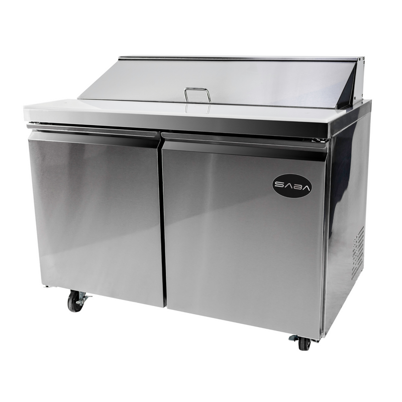 SABA SPS-48-12 - 48" Two Door Commercial Sandwich Prep Table with 12 Pans