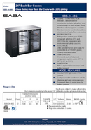 SABA SBB-24-48G - 24' Depth 48" Two Glass Door Commercial Back Bar Cooler (Black) Specs
