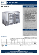 SABA SBB-24-48GSS - 24" Depth 48" Two Glass Door Commercial Back Bar Cooler (Stainless Steel) Specs