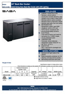 SABA SBB-24-60B - 24" Depth 60" Two Door Commercial Back Bar Cooler (Black) Specs