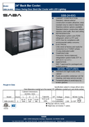SABA SBB-24-60G - 24" Depth 60" Two Glass Door Commercial Back Bar Cooler (Black) Specs