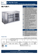 SABA SBB-24-60GSS - 24" Depth 60' Two Glass Door Commercial Back Bar Cooler (Stainless Steel) Specs