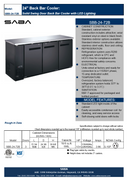 SABA SBB-24-72B - 24" Depth 72" Three Door Commercial Back Bar Cooler (Black) Specs