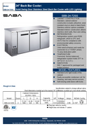 SABA SBB-24-72SS - 24" Depth 72' Three Door Commercial Back Bar Cooler Stainless Steel Specs