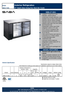 SABA SBB-27-58G - 27" Depth 58' Two Glass Door Commercial Back Bar Cooler (Black) Specs