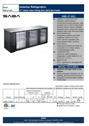 SABA SBB-27-90G - 27" Depth 90" Three Glass Door Commercial Back Bar Cooler (Black) Specs