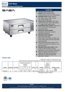SABA SCB-52 - 52" Two Drawer Commercial Chef Base Cooler Specs