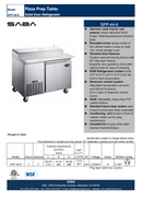 SABA SPP-44-6 - 44" One Door Commercial Pizza Prep Table with 6 Pans Specs