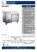 SABA SPP-49-6 - 49" One Door Commercial Pizza Prep Table with 6 Pans Specs