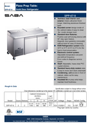 SABA SPP-67-9 - 67" Two Door Commercial Pizza Prep Table with 9 Pans Specs