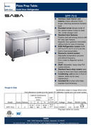 SABA SPP-70-9 - 70" Two Door Commercial Pizza Prep Table with 9 Pans Specs
