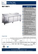 SABA SPP-91-12 - 91" Three Door Commercial Pizza Prep Table with 12 Pans Specs