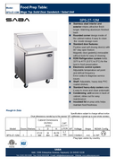 SABA SPS-27-12M - 27" One Door Commercial Mega-Top Sandwich Prep Table with 12 Pans Specs
