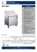SABA SPS-27-8 - 27" One Door Commercial Sandwich Prep Table with 8 Pans Specs