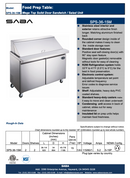 SABA SPS-36-15M - 36" Two Door Commercial Mega-Top Sandwich Prep Table with 15 Pans Specs