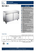 SABA SUC-48R - 48" Two Door Commercial Under-Counter Cooler Specs