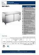 SABA SUC-60R - 60" Two Door Commercial Under-Counter Cooler Specs